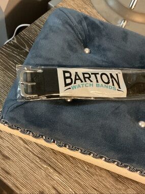 Barton Watch Bands Black Nylon Watch Band Sz 22 Standard NWT